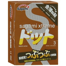 Презервативы Sagami Xtreme Feel Up с точечной текстурой и линиями прилегания - 3 шт.